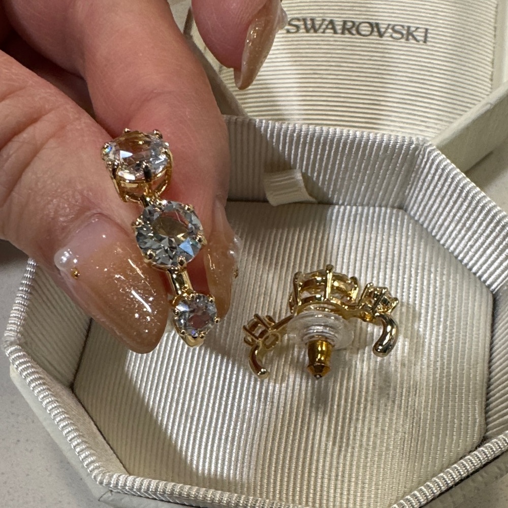 Swarovski Gold Earrings with Clear Crystals